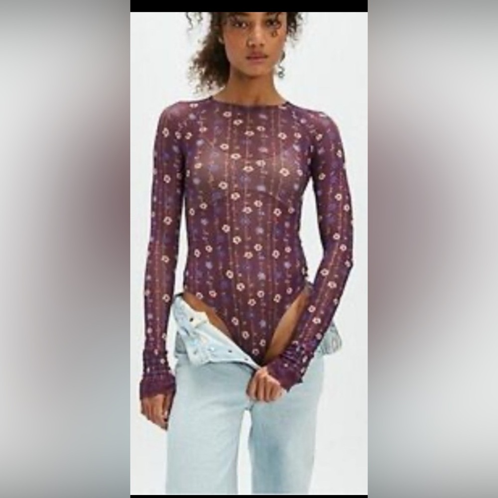 Free People Ul All Night Printed Bodysuit